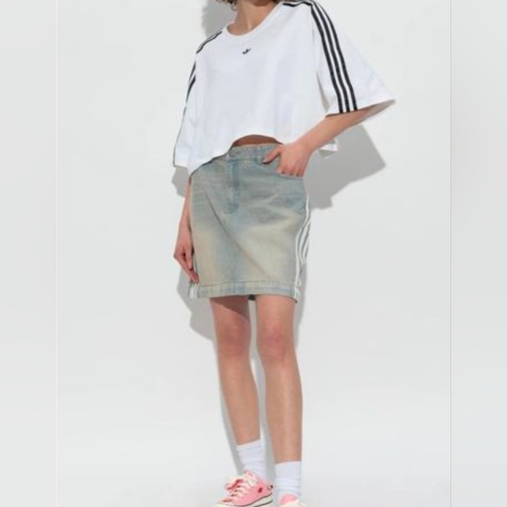 NWT Adidas Originals 2-in-1 Denim Skirt - Picture 7 of 16